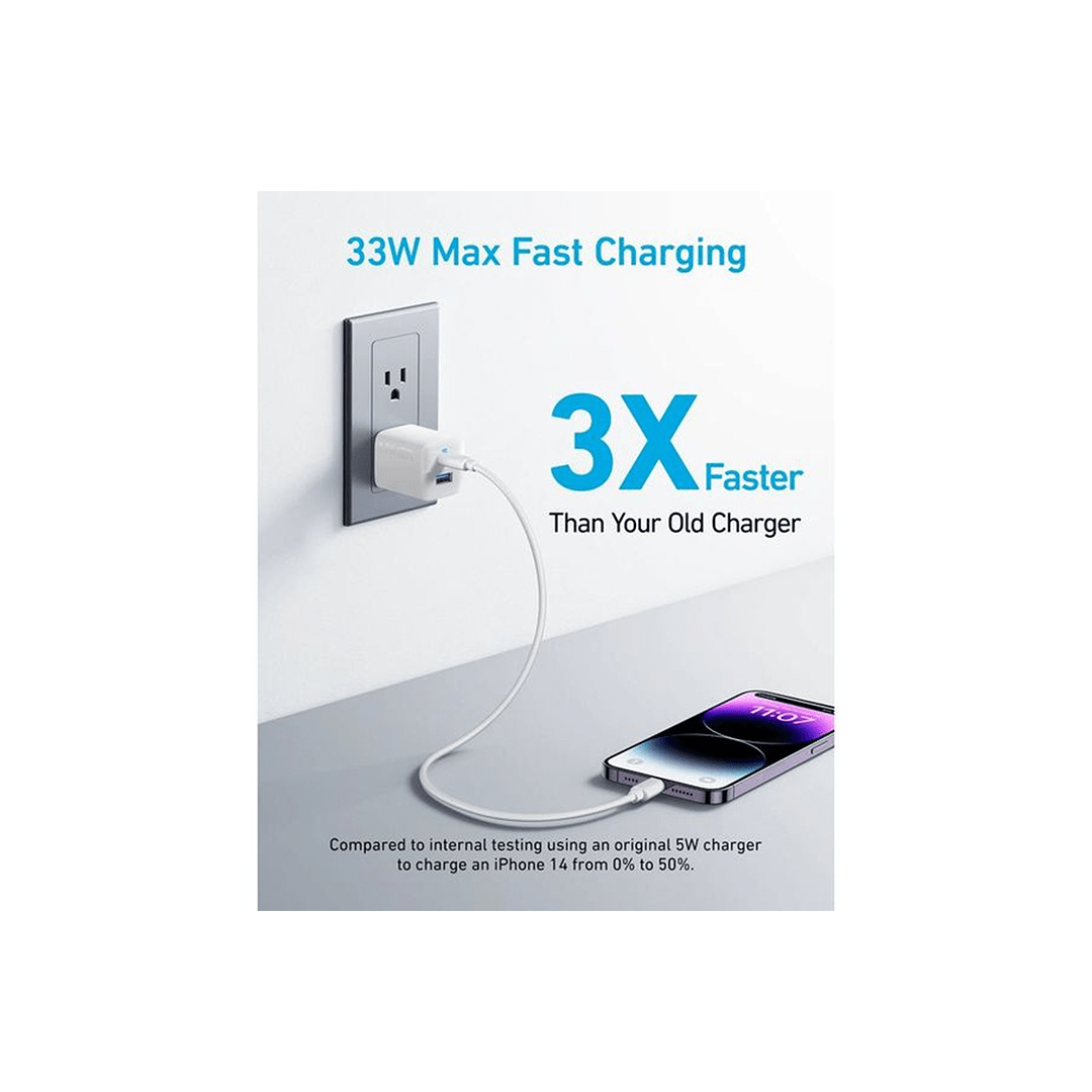 Anker USB C 323 Charger 33W Compact 2-Port Charger - White in Qatar Anker USB C 323 Charger 33W Compact 2-Port Charger - White in Qatar